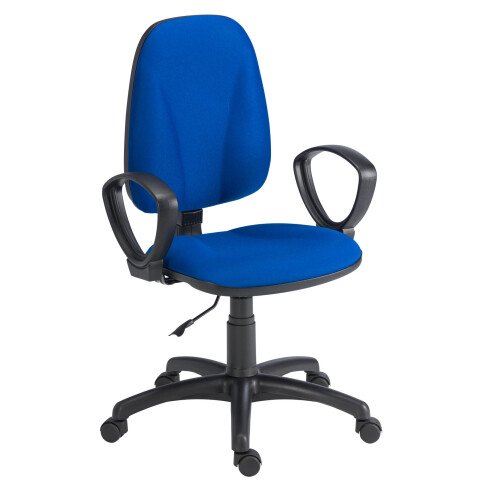 Silla de oficina Twisty azul ignífugo con reposabrazos