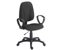 Office chair Twisty fabric Fireproof M1 - with or without armrests - lumbar support - Permanent contact mechanism - Black base