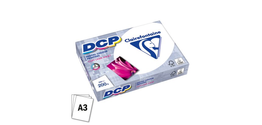 Ramette papier brillant Clairefontaine DCP A3 200 gr - 250 feuilles - blanc