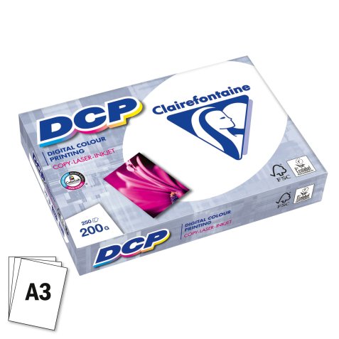 Ramette papier brillant Clairefontaine DCP A3 200 gr - 250 feuilles - blanc