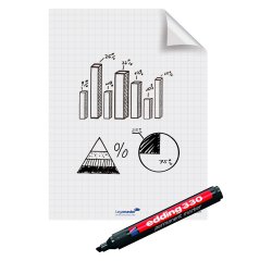 Hojas electrostática reposicionable no borrable Magic-Chart 60 x 80 cm - 25 hojas blancas cuadriculadas