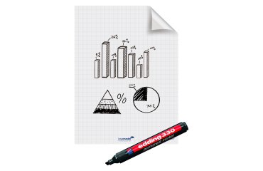 Hojas electrostática reposicionable no borrable Magic-Chart 60 x 80 cm - 25 hojas blancas cuadriculadas