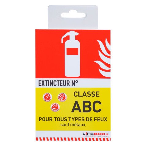 Panneau d'indication d'extincteur feux classe ABC