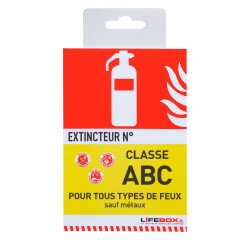 Panneau d'indication d'extincteur feux classe ABC