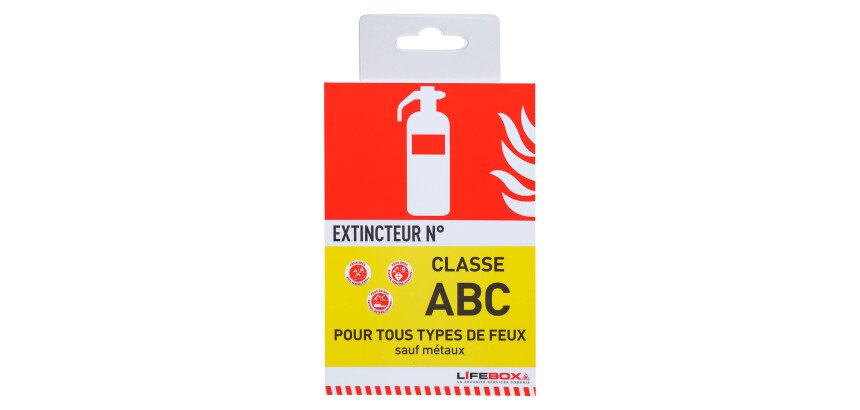 Panneau d'indication d'extincteur feux classe ABC