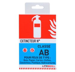 Panneau d'indication d'extincteur feux classe AB