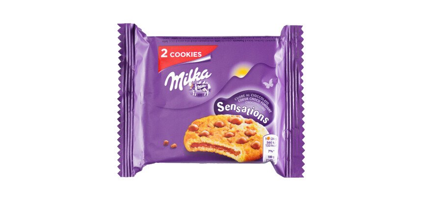 Cookies Sensation coeur choco fondant Milka x 2 - Étui de 52 g