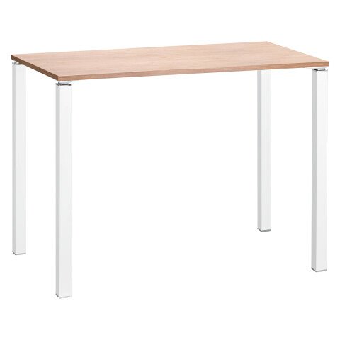 Mesa alta rectangular Eden 140 x 80 cm roble claro patas blancas