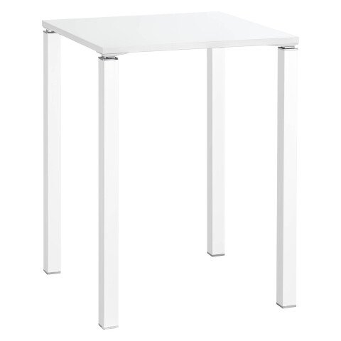 Mesa alta cuadrada Eden 80 x 80 cm blanca patas blancas