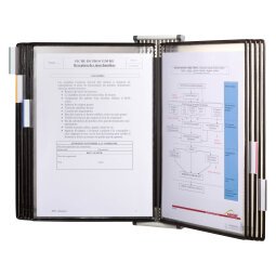 Rotational document holder with wall attachment Tarifold PVC A4 10 sleeves - 20 sights - black color