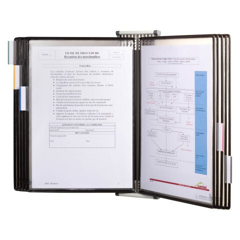 Clasificador de pared giratorio Djois by Tarifold Stérifold PVC A4 con 10 compartimentos - 20 vistas - negro