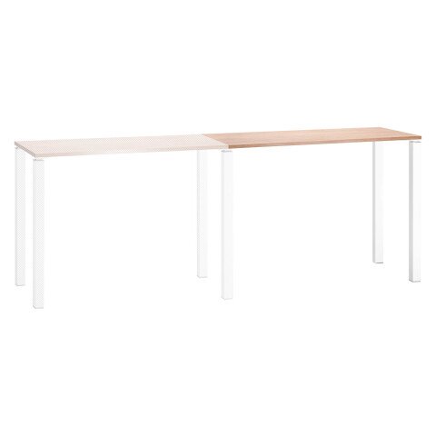 Extensión mesa de reunión alta Eden fondo 60 cm roble patas blancas