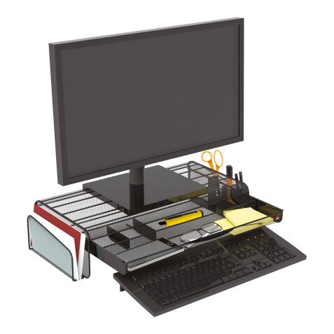 Organiseur de bureau Mesh métal avec 3 espaces de rangement