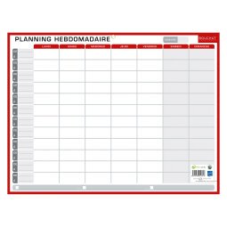 Planning perpétuel hebdomadaire / annuel - effaçable à sec - L 42 x H 32 cm