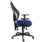 Bürostuhl Holly aus Stoff und Mesh - Netzrücken - mit oder ohne Armlehnen - Permanentkontakt-Mechanismus - Schwarzes Fußgestell