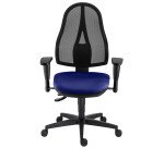 Bürostuhl Holly aus Stoff und Mesh - Netzrücken - mit oder ohne Armlehnen - Permanentkontakt-Mechanismus - Schwarzes Fußgestell