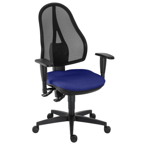 Silla de oficina Holly contacto permanente azul con reposabrazos 3D