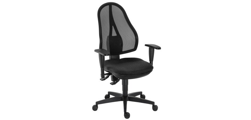 Office chair Holly fabric and mesh, mesh backrest, with or without armrests, permanent contact mechanism, black base