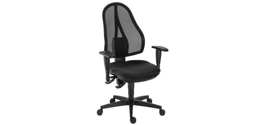 Chaise de bureau Holly tissu et maille - Dossier maille - avec ou sans accoudoirs - Mécanisme Contact permanent - Pied noir