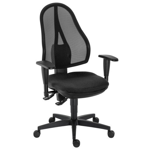 Silla de oficina Holly contacto permanente negro con reposabrazos 3D