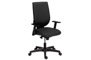 Chaise de bureau NAO tissu - dossier réglable en hauteur - avec ou sans accoudoirs - Mécanisme Synchrone ou Contact permanent - Pieds noirs