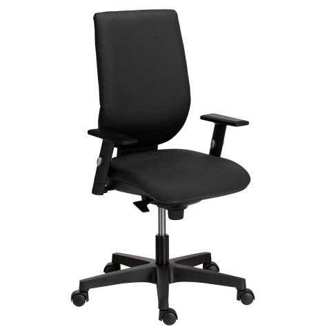 Chaise de bureau NAO tissu - dossier réglable en hauteur - avec ou sans accoudoirs - Mécanisme Synchrone ou Contact permanent - Pieds noirs