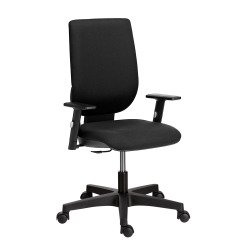 Chaise de bureau NAO tissu - dossier réglable en hauteur - avec ou sans accoudoirs - Mécanisme Synchrone ou Contact permanent - Pieds noirs