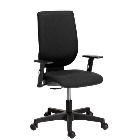 Chaise de bureau NAO tissu - dossier réglable en hauteur - avec ou sans accoudoirs - Mécanisme Synchrone ou Contact permanent - Pieds noirs