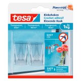 Crochets adhésifs Tesa pour verre et surface transparente - Lot de 2