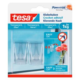 Zelfklevende haakjes Tesa voor glas en transparante oppervlakken 