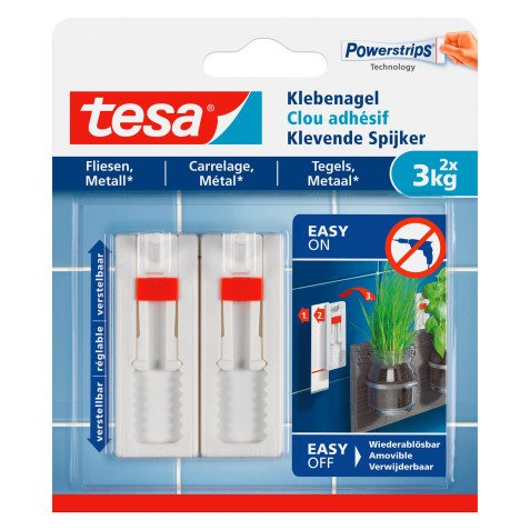 Clous adhésif Tesa pour carrelage - Lot de 2