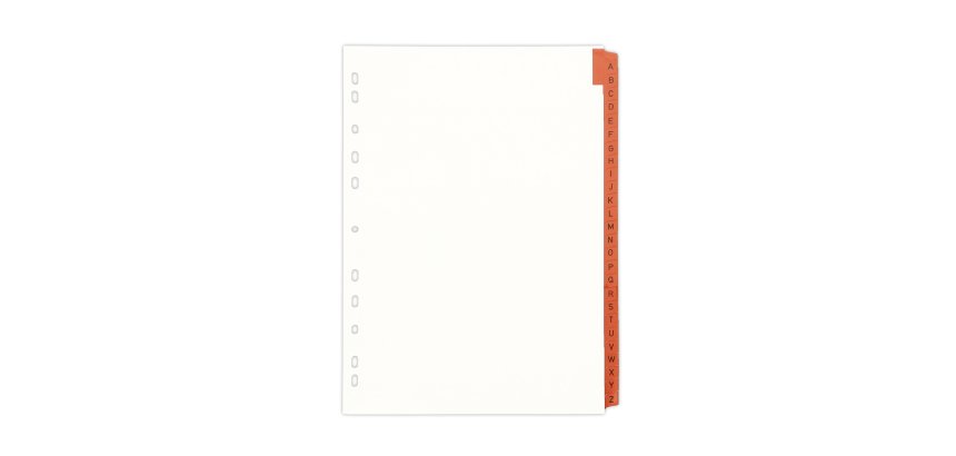 Intercalaire alphabétique A4 Oxford carton 26 onglets rouge / brun - 1 jeu