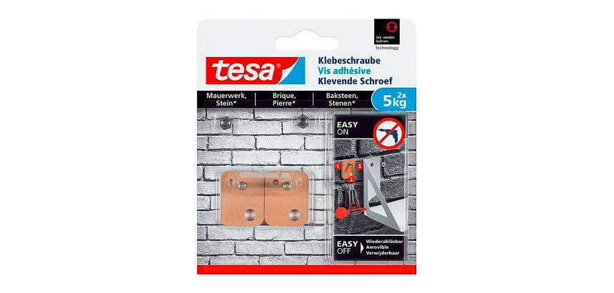 Vis adhésive rectangulaire Tesa pour brique et pierre
