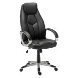 Fauteuil de bureau DARIUS simili cuir - avec accoudoirs, appui-tête et soutien lombaire - Mécanisme Basculant centré - Pieds aluminium