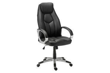 Fauteuil de bureau DARIUS simili cuir - avec accoudoirs, appui-tête et soutien lombaire - Mécanisme Basculant centré - Pieds aluminium