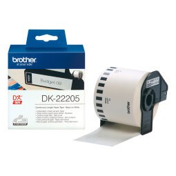 Rouleau Brother DK-22205 62 mm de largeur - Noir sur blanc - Pour imprimante Brother QL