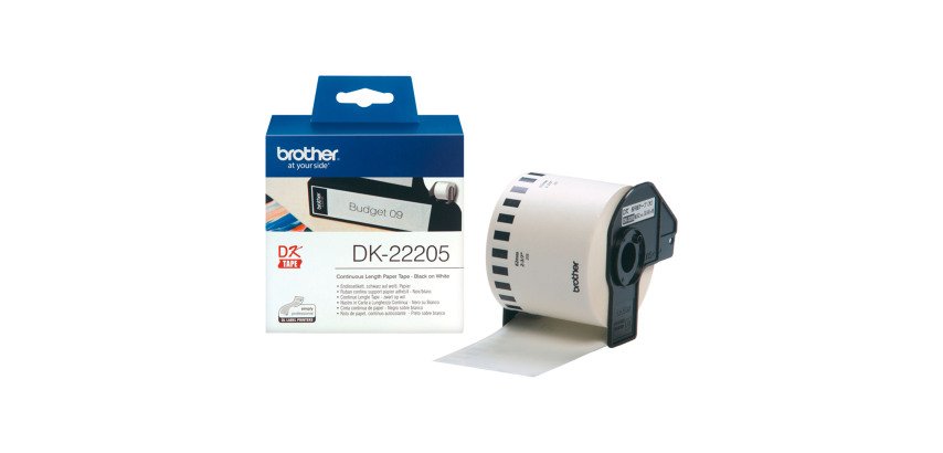 Brother DK-22205 62 mm wide roll - Black on white - For Brother QL printer