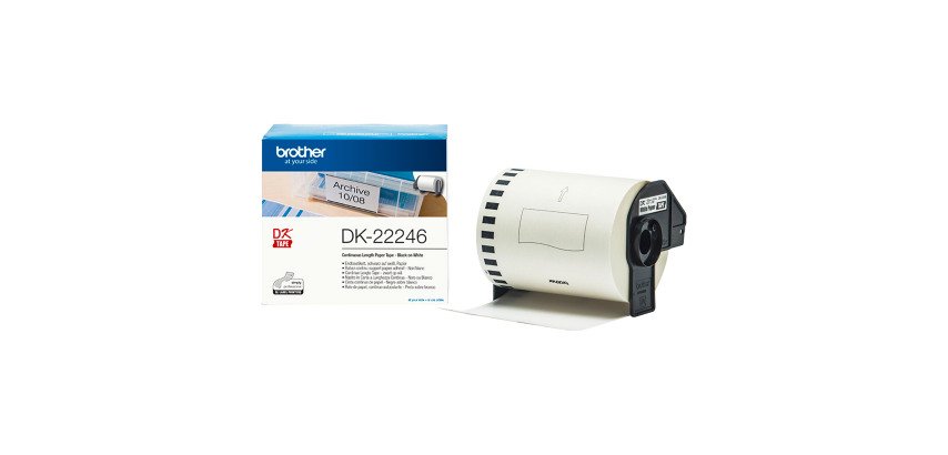 Rouleau Brother DK-22246 103 mm de largeur - Noir sur blanc - Pour imprimante Brother QL