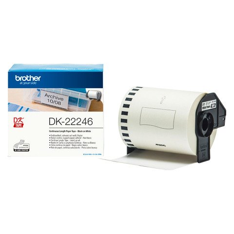 Rollo de papel Brother DK-22246 negro sobre blanco 103 mm x 30,48 m - Para impresora Brother QL