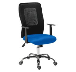 Office chair Seattle fabric and mesh - high backrest armrests - Central Tilt mechanism - chrome feet