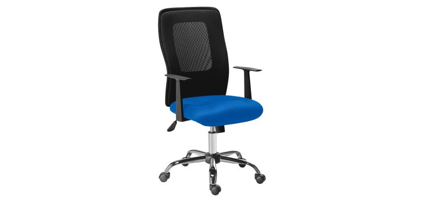Office chair Seattle fabric and mesh - high backrest armrests - Central Tilt mechanism - chrome feet