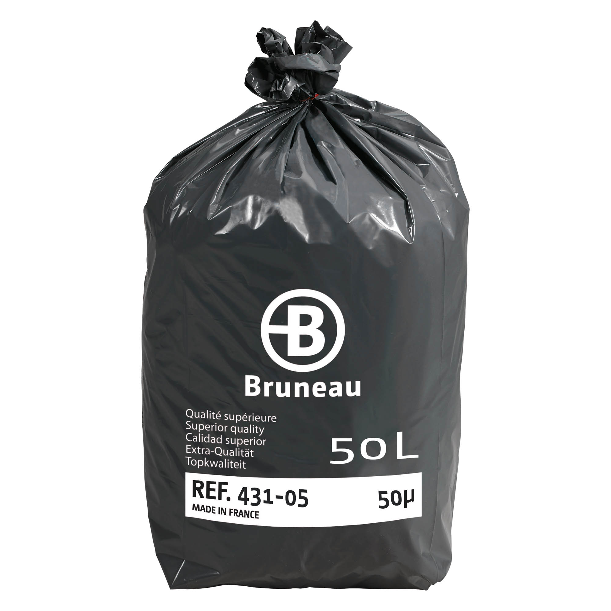 Sac poubelle 50 litres qualité supérieure Bruneau gris - 200 sacs