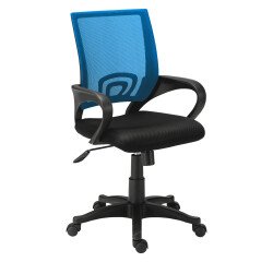 Chaise de bureau SPRING - assise tissu noir dossier bleu