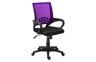 Bürostuhl SPRING - Sitz aus schwarzem Stoff, violetter Rückenlehne.