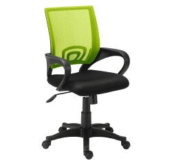 Chaise de bureau SPRING - assise tissu noir dossier vert