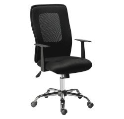 Office chair Seattle fabric and mesh - high backrest armrests - Central Tilt mechanism - chrome feet