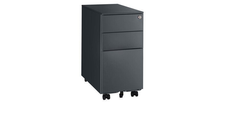 Mobiler Rollcontainer Metall 3 Schubladen kleine Breite