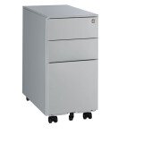 Caisson mobile métal 3 tiroirs petite largeur Bruneau aluminium