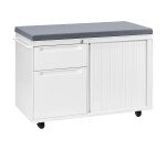 Desserte mobile blanche avec coussin