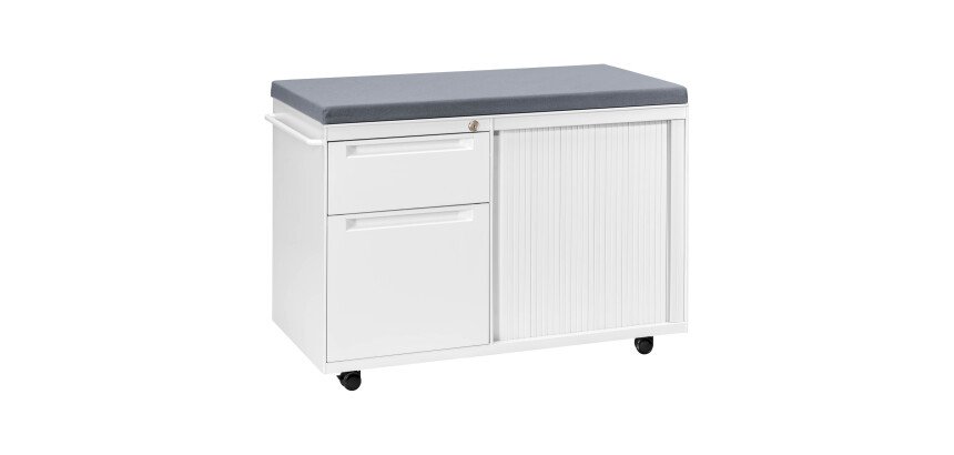 Desserte mobile blanche avec coussin